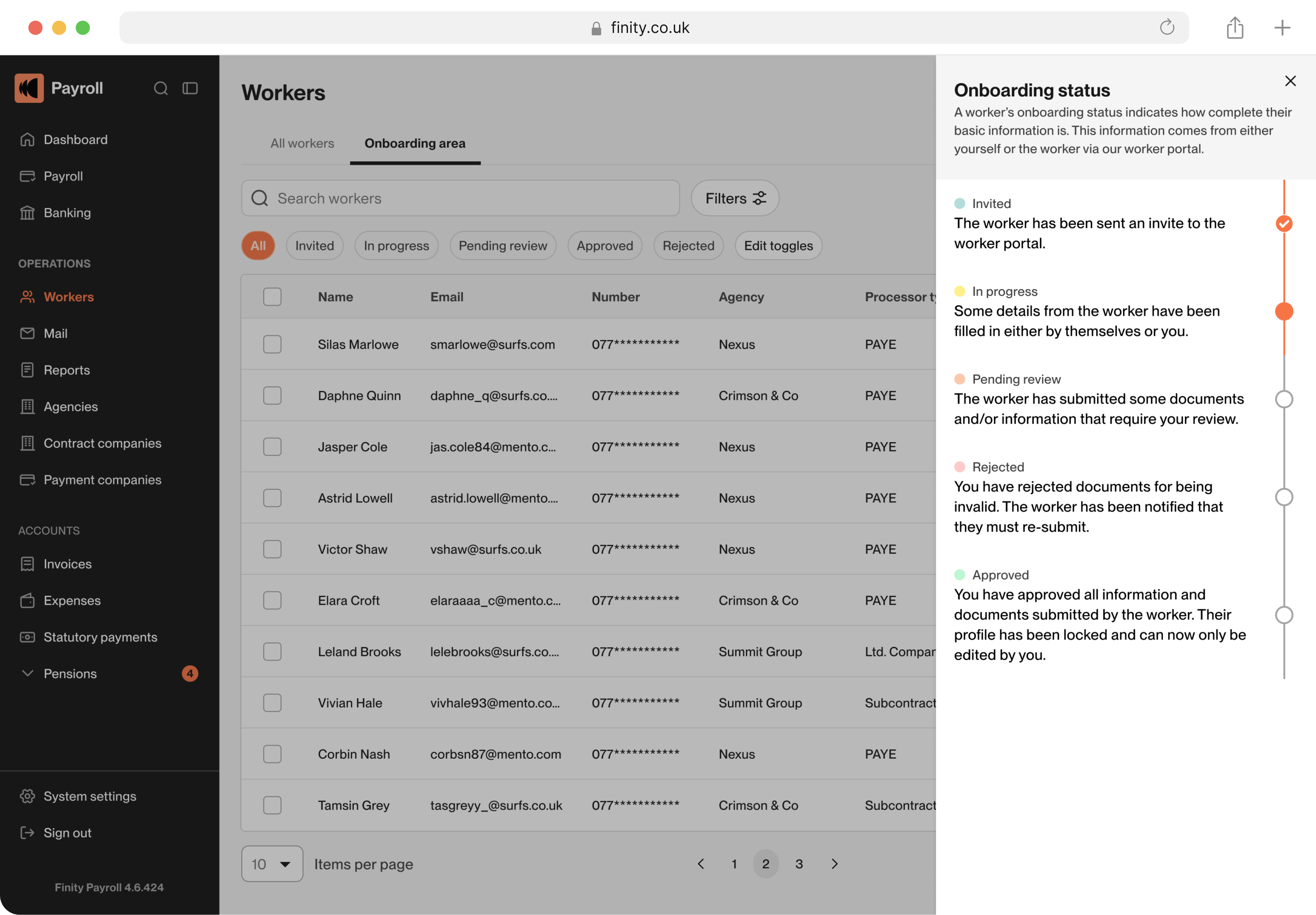Worker detail with onboarding status