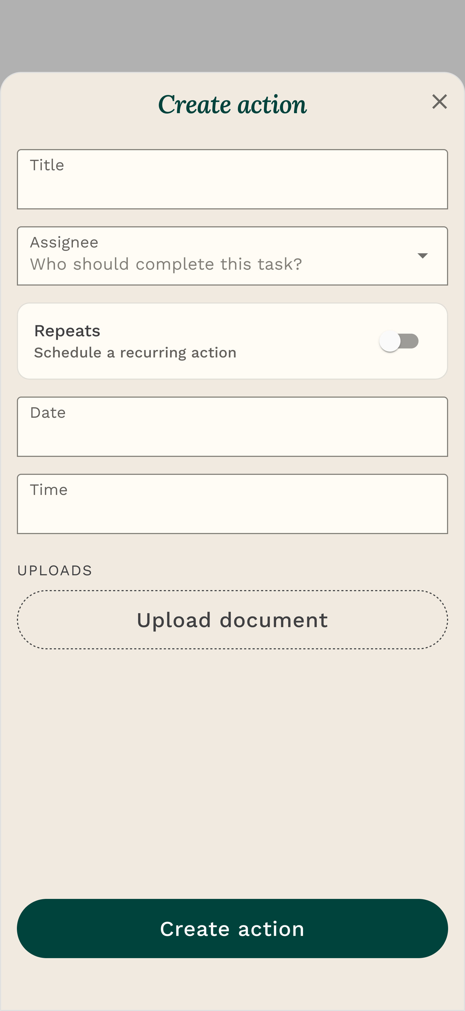 Creating a single action