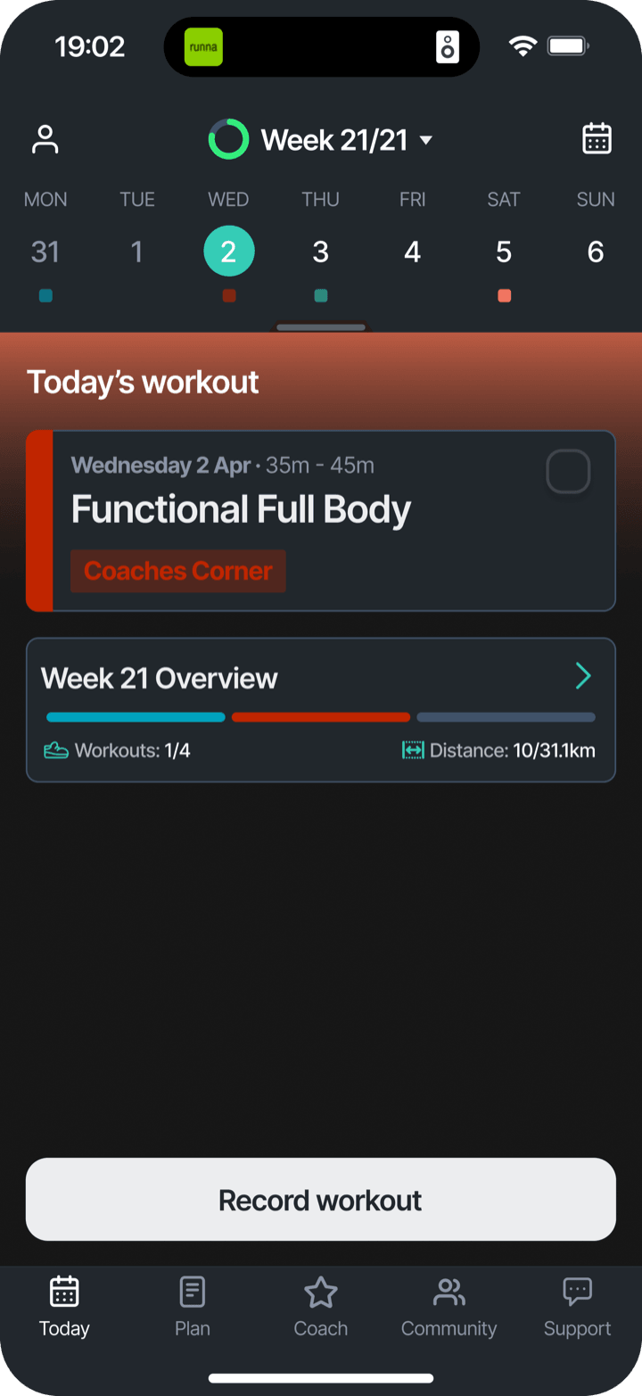 Today, before the free workout