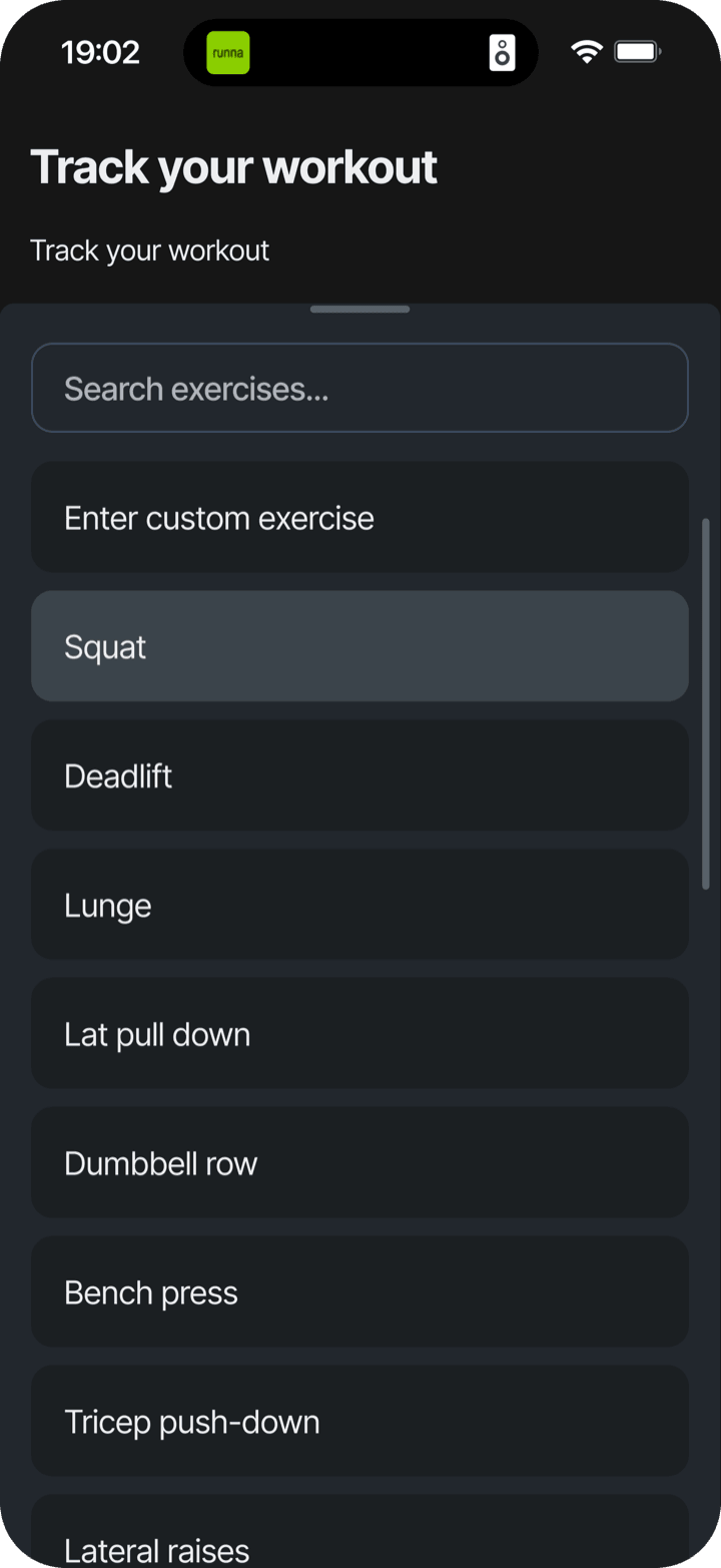 Start tracking a free workout